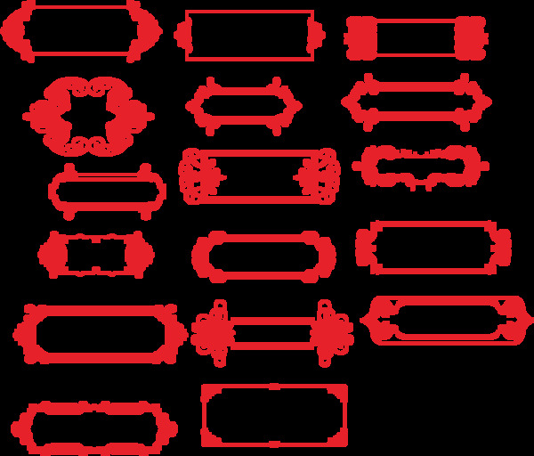 红色中国风边框png元素素材