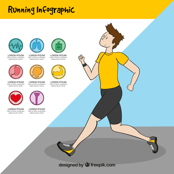 跑步的男孩健康图形信息图标矢量素材