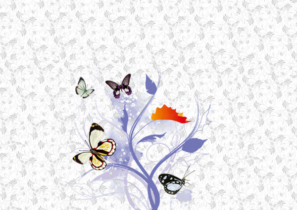 蝴蝶花纹图案墙纸