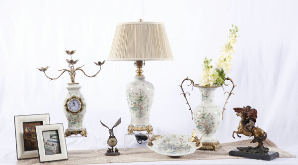 简约欧式陶瓷花瓶时钟创意摆件
