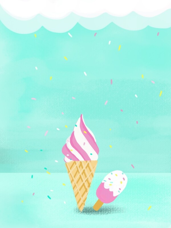 夏日清新冰淇淋背景