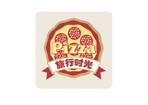 披萨店矢量卡通logo设计