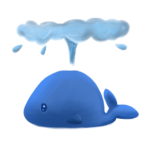 世界水日蓝色手绘萌系鲸鱼喷水插画