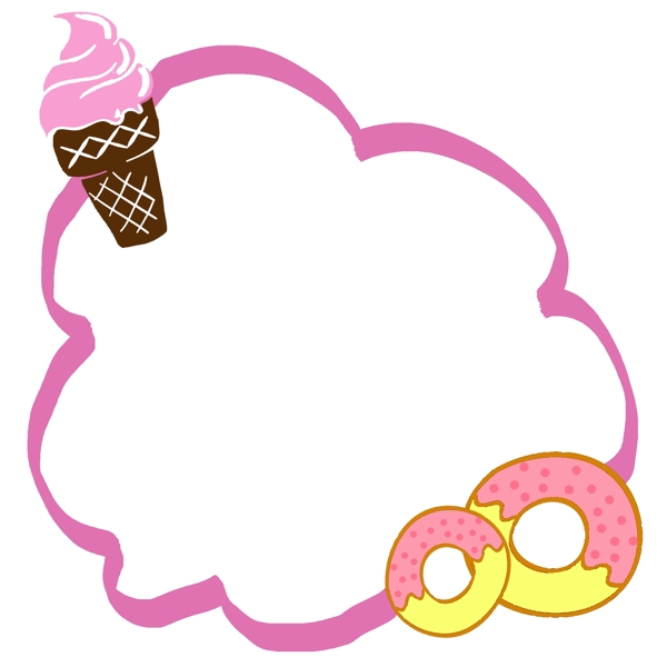 手绘粉色的甜品边框