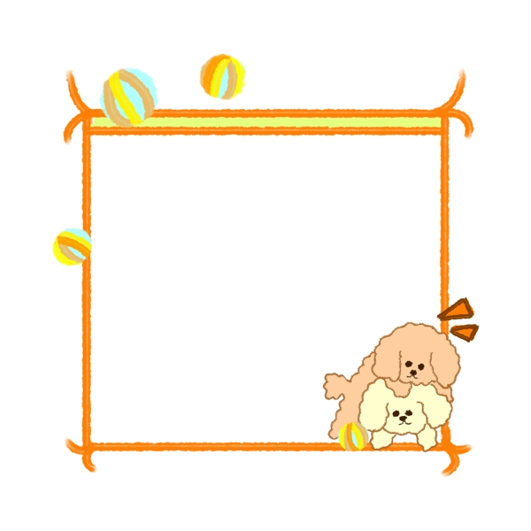 黄色的小狗边框插画