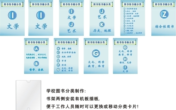 图书馆图书书架分类标识图片