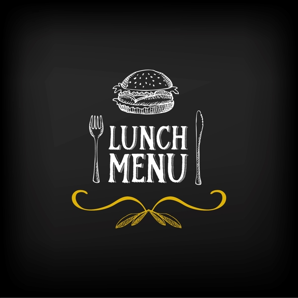 西餐午餐菜单标志Logo矢量