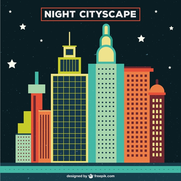 夜晚的城市高楼大厦