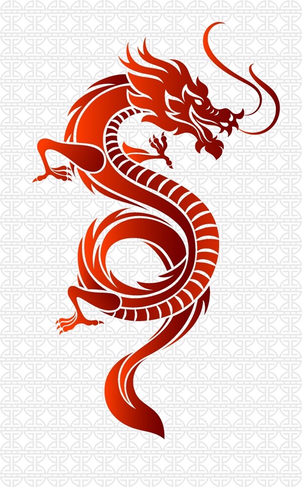 中国红龙纹