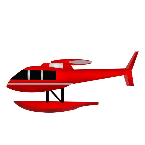 卡通红色直升飞机