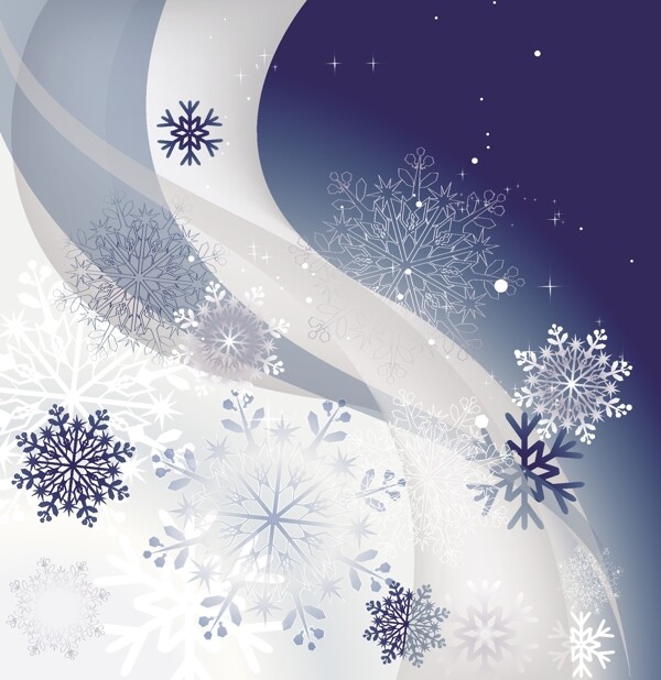雪花与波浪圣诞背景