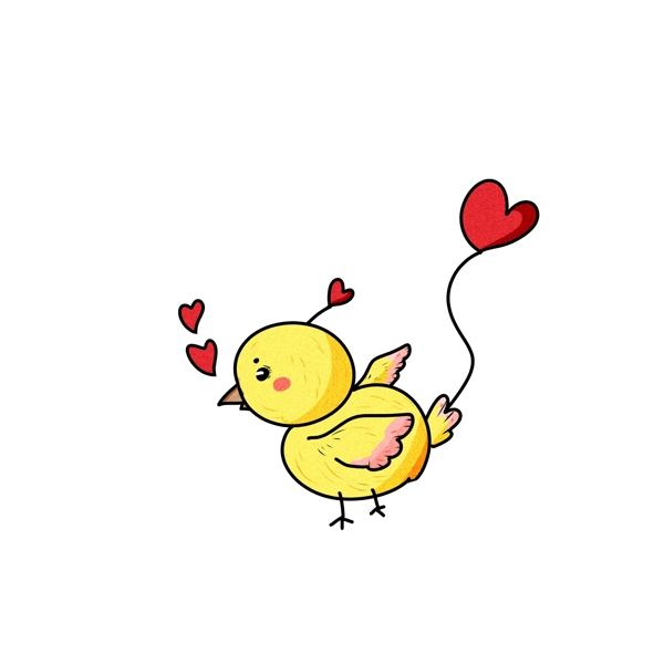 黄色的爱情鸭子插画