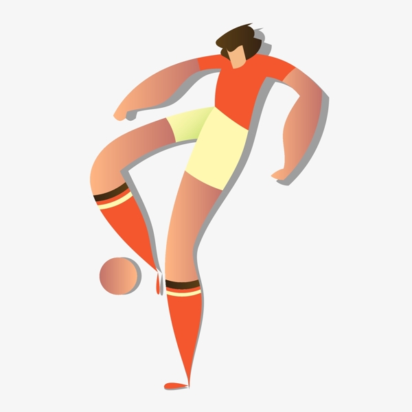 俄罗斯世界杯橙色卡通运球人物矢量图案
