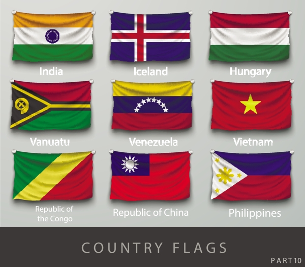 国际旗帜旗面设计矢量素材