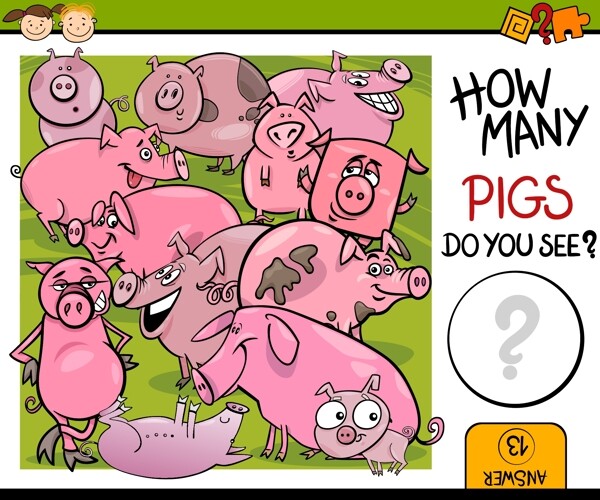 可爱卡通粉色小猪插画