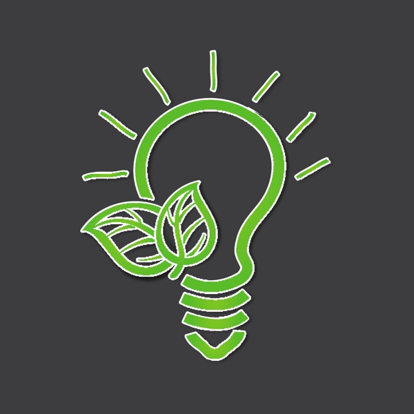电灯泡和绿色的叶子节约能源的概念