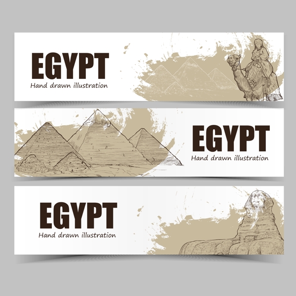手绘埃及景点插画