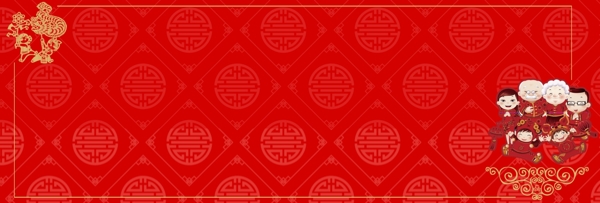 纹理新年中国风红anner背景