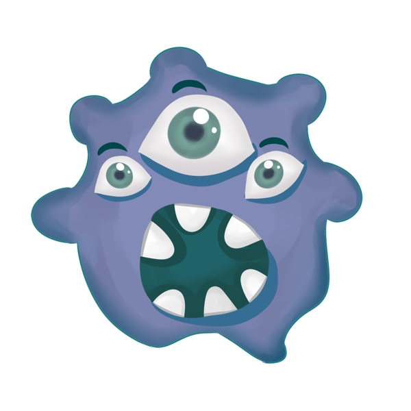 蓝紫色卡通细菌png素材