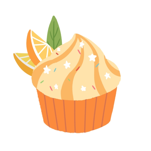 橘子杯蛋糕装饰插画