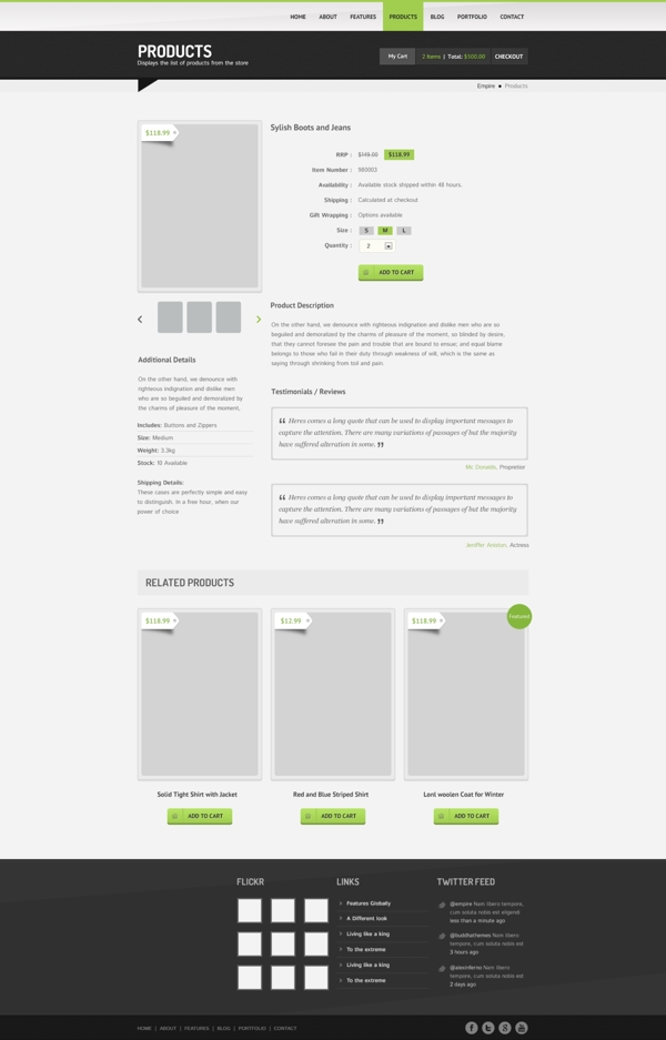 清晰绿色网页界面详情页PSD模板