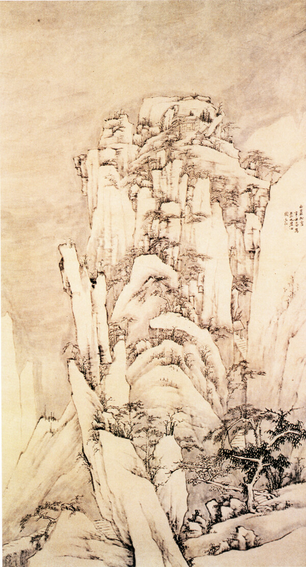 西岩松雪图山水画中国古画0679