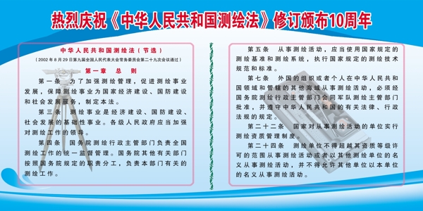 中国人民共和国测绘法展板图片
