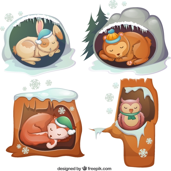 卡通冬眠动物矢量图片