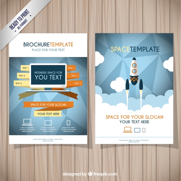 创意火箭商务宣传单矢量图图片