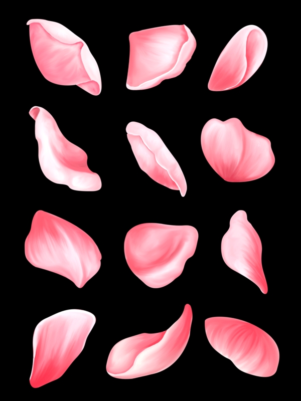 小清新手绘植物免抠花瓣图案元素