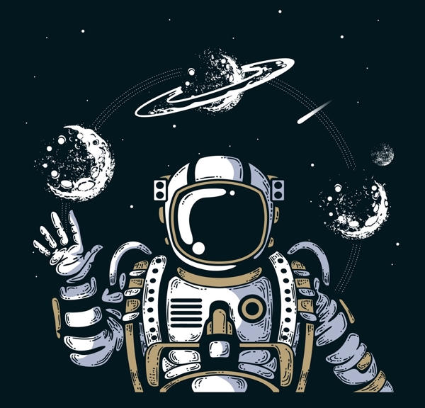 手绘创意宇航员插画