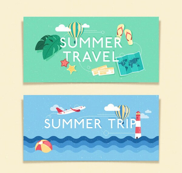 2款夏季旅游banner设计矢量素材