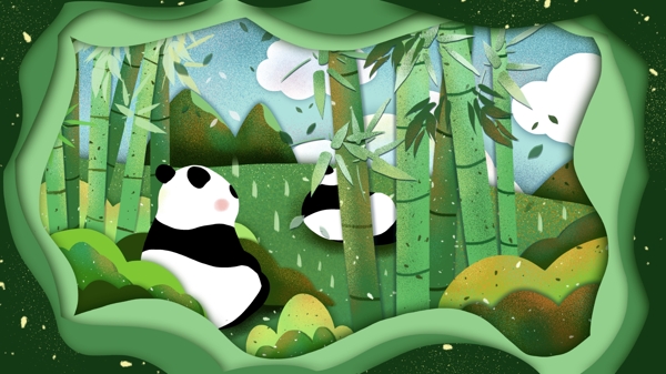 可爱大熊猫原创插画