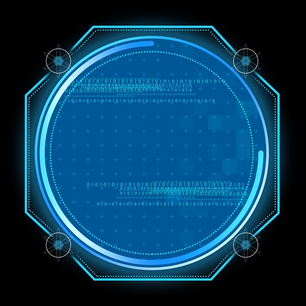 圆形线路光斑科技蓝色炫酷边框对话框矢量