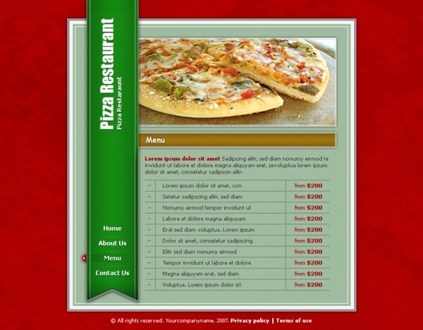 美食餐厅网页模版红色披萨比萨图片