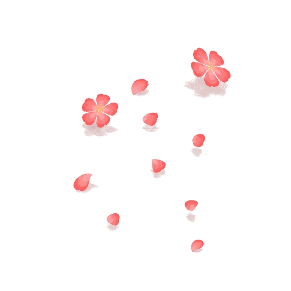 漂浮花瓣五瓣粉色手绘