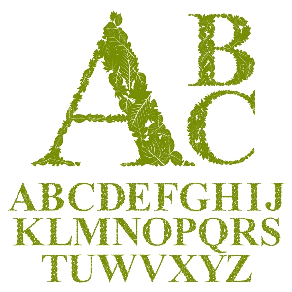 绿色树叶字母设计