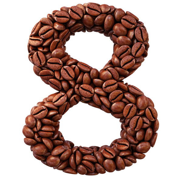 咖啡豆组成的数字8图片