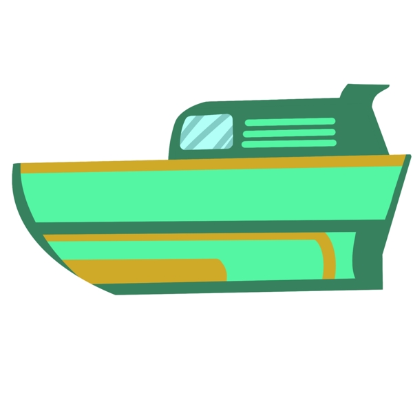 绿色的交通轮船插画