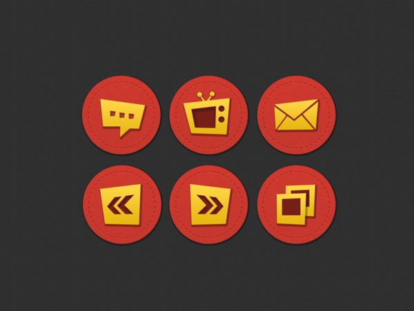 网页圆形黄色扁平图标icon设计