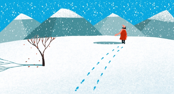 冬季户外雪景插画图片