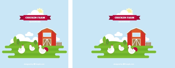 鸡屋与鸡绿色农场平面设计背景