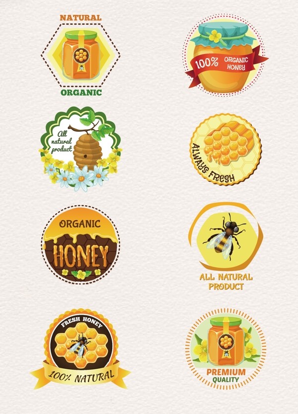 营养蜂蜜标签矢量图片
