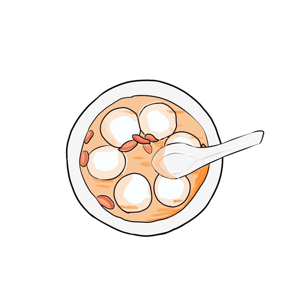 手绘卡通创意美味的食物汤圆插画