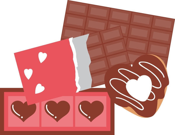 巧克力元素爱心标签可商用