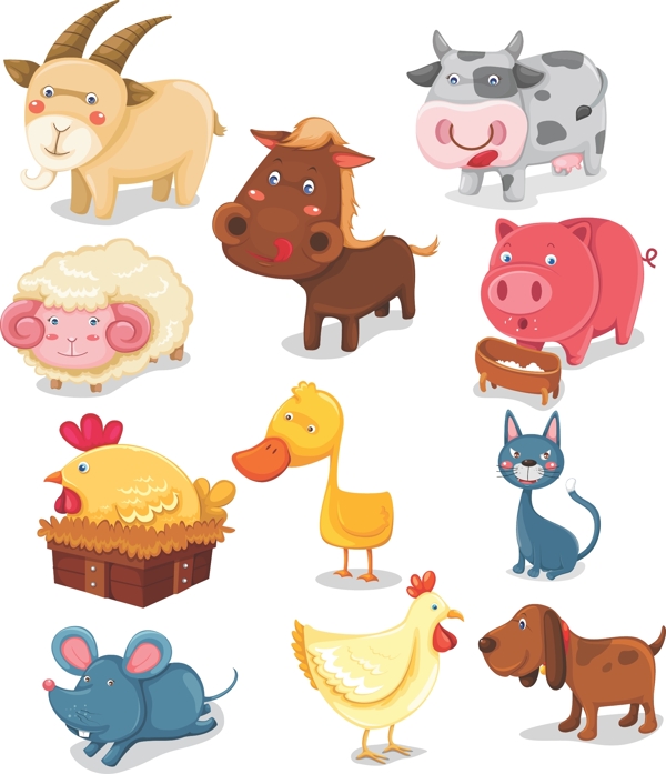 卡通农场动物矢量素材图片