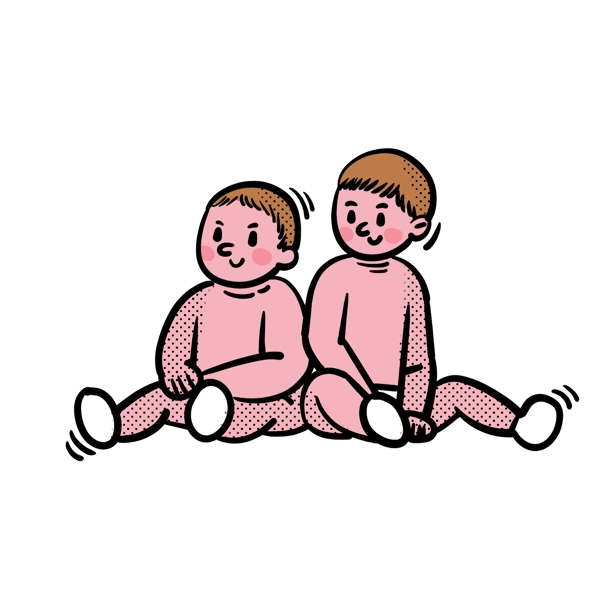 卡通矢量免抠可爱两个坐着的婴儿宝宝