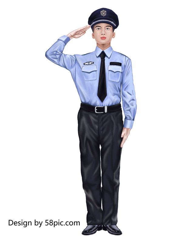 创意手绘警察314国际警察日插画展板