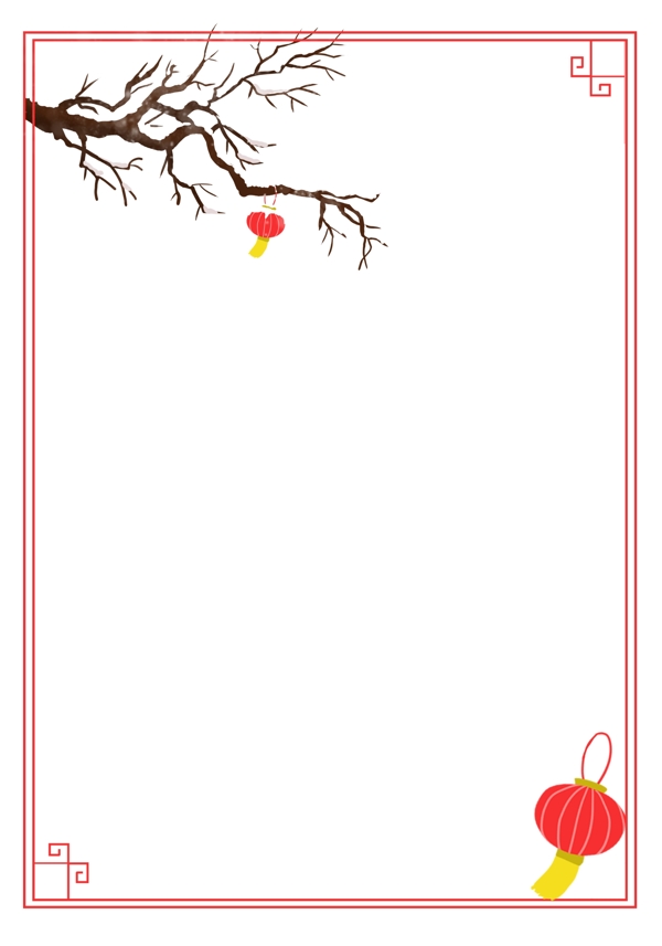 手绘冬季树枝树杈边框