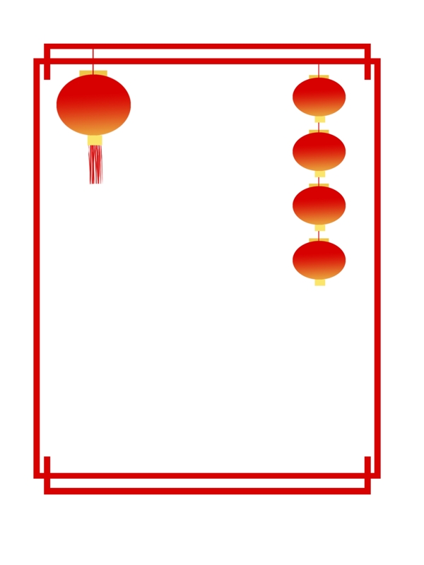 新年喜庆红色边框红灯笼手绘边框